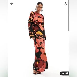 NWT ASOS DESIGN draped front tuck sleeve bias maxi